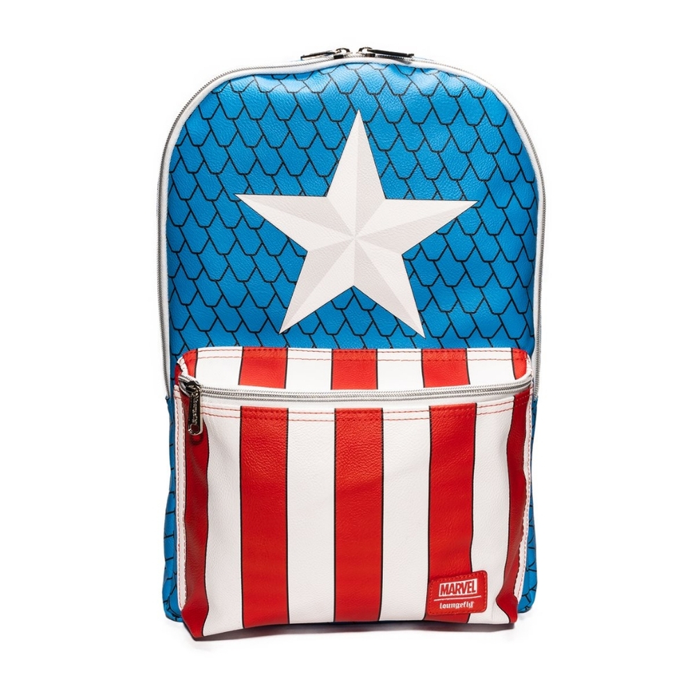NWT: Loungefly Captain America Cosplay Backpack with Pin Set - Picture 2 of 12